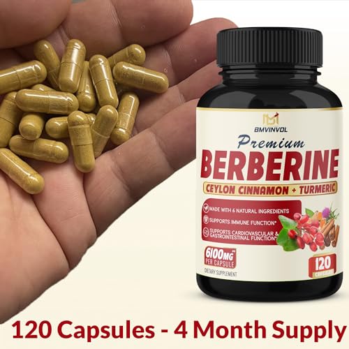 BMVINVOL Premium Berberine HCl 6-in1 Equivalent 6100mg - 120 Capsules - Plus Ceylon BMVINVOLAu supplements