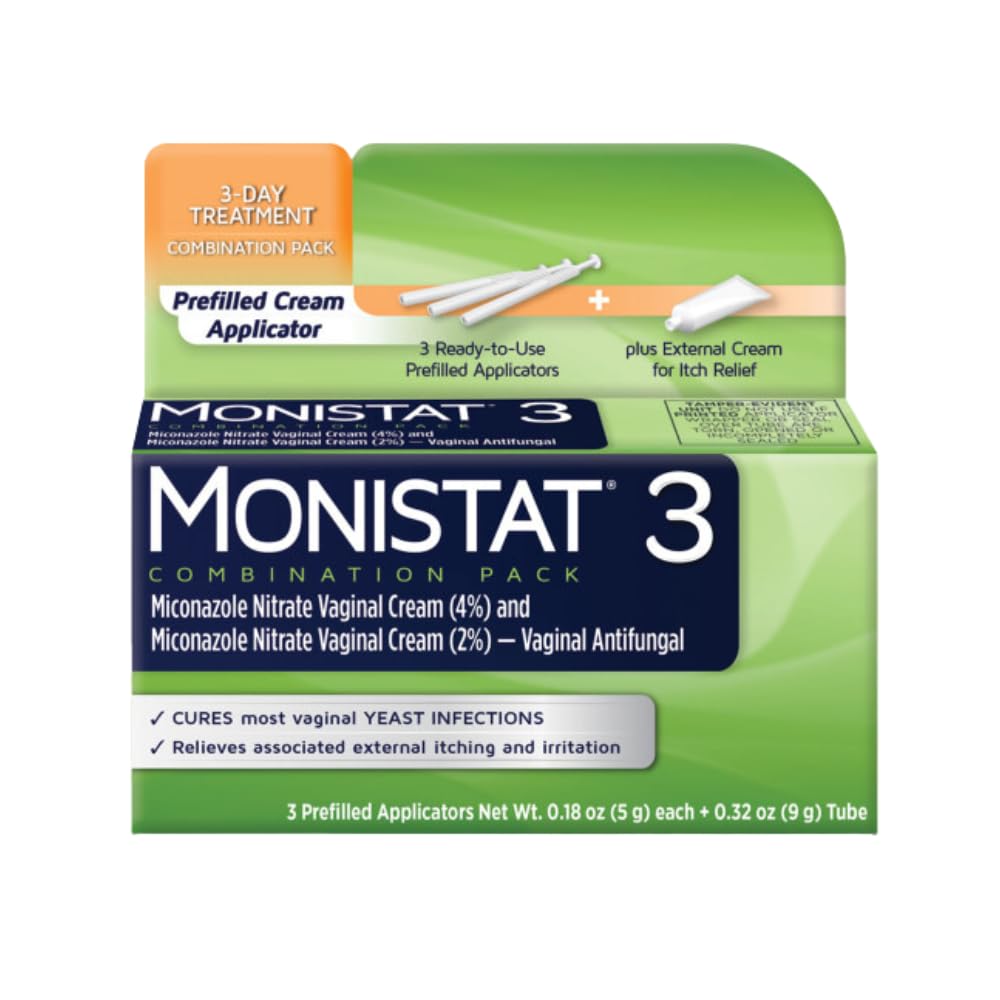 Monistat 3 Vaginal Cream, 3-Day Treatment Combination Pack, 3 Ovule Inserts and External Cream MonistatAu supplements