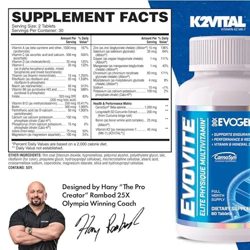 Evogen Evovite - Elite Physique Multivitamin for Women & Men | Advanced Formula for Endurance, Recovery, & Joint Health | EvogenAu supplements