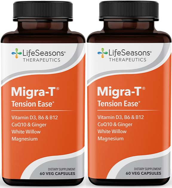 LifeSeasons Migra‑T - White Willow Bark, Magnesium, CoQ10 & Ginger - 60 Count (Pack of 2) LifeSeasonsAu supplements