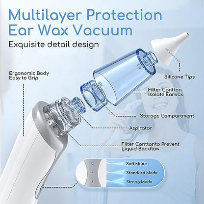 Ear Vacuum Wax Remover, Ear Wax Removal with 8 Pcs Ear Pick, Ear Wax GirugUS supplements