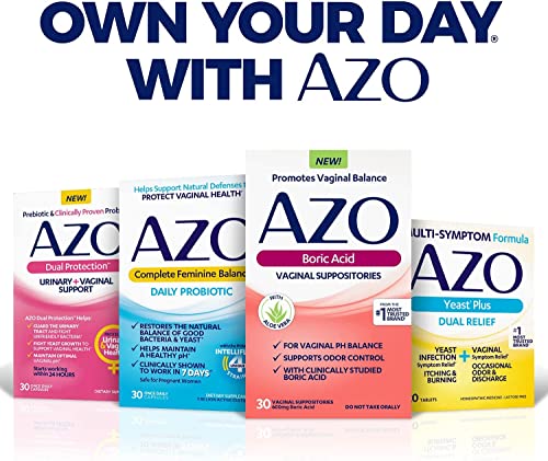 AZO Boric Acid Vaginal Suppositories (30 Count) + Complete Feminine Balance Daily Probiotics for Women AZOAu supplements