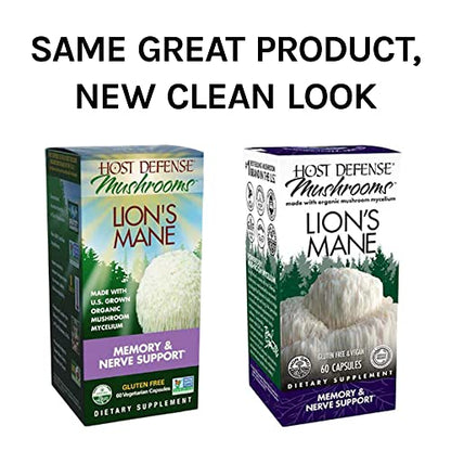 Host Defense, Lion's Mane Capsules, Promotes Mental Clarity, Focus and Memory Host DefenseUS supplements