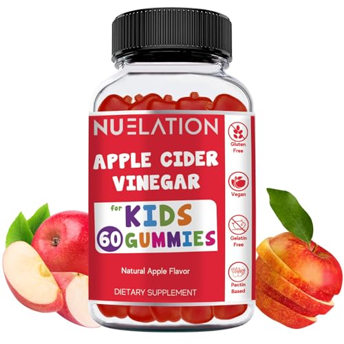 NUELATION Apple Cider Vinegar Gummies for Kids, 60 Servings. Gluten Free, Vegan and Gelatin NUELATIONUS supplements