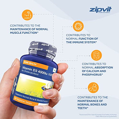 Vitamin D 4000iu 360 Micro Tablets. Vegetarian Society Approved. 12 Months Supply ZipvitUS supplements