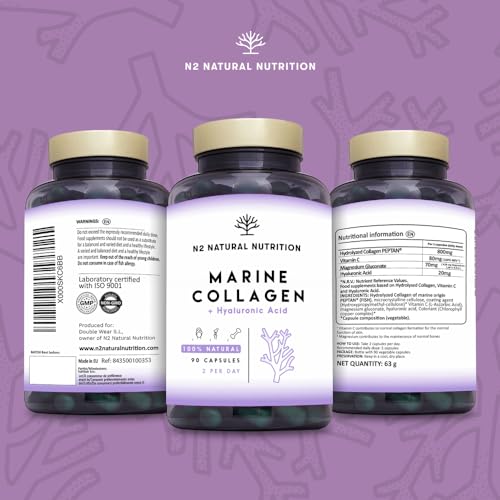 Marine Collagen with Hyaluronic Acid for Skin Care, Hair Care, Joints. Magnesium, Vitamin C. Hydrolysed Collagen Supplements N2 Natural NutritionAu supplements