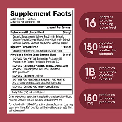Physician's CHOICE Digestive Enzymes - Multi Enzymes, Organic Prebiotics & Probiotics Physician's CHOICEUS supplements