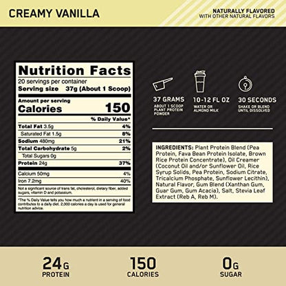 Optimum Nutrition Gold Standard 100% Plant Based Protein Powder, Gluten Free, Vegan Optimum NutritionUS supplements