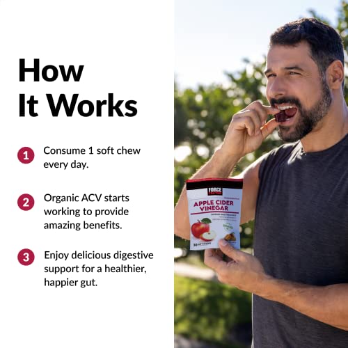 Force Factor Organic Apple Cider Vinegar Soft Chews for Digestion and Metabolism Support Force FactorUS supplements