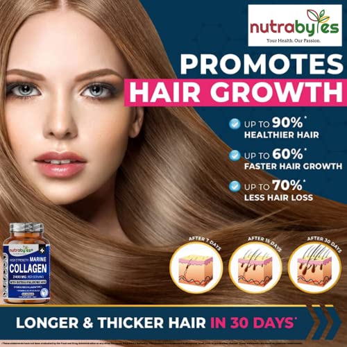 High Strength Marine Collagen 2400mg with Hyaluronic Acid 100mg, Biotin, Vitamin C, D3, B12 and Silica NUTRABYTESAu supplements