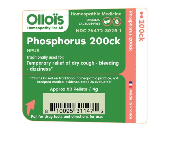OLLOIS Phosphorus 200ck Organic, Lactose-Free, Kosher Homeopathic Medicine, 80 Pellets (Pack of 3) OLLOÏSAu supplements