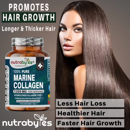 High Strength Marine Collagen Capsules - 1250mg Hydrolysed Collagen Supplement NUTRABYTESUS supplements