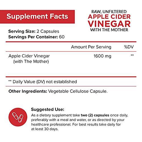 Apple Cider Vinegar Capsules with The Mother - 120 Vegan ACV Pills NutriFlairUS supplements