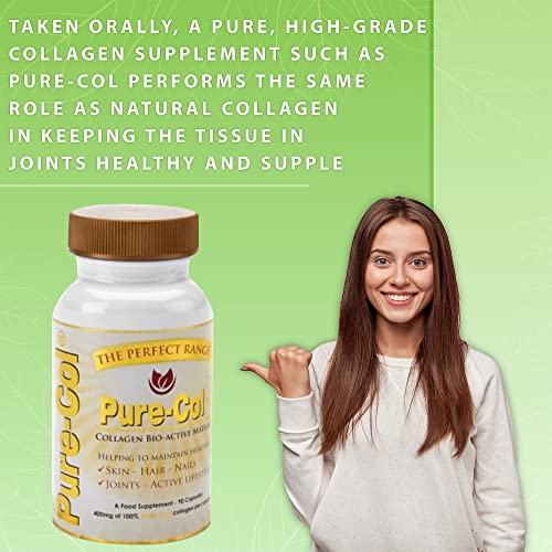 Pure-COL Collagen 90 Capsules 400mg Bio-Active Matrix High Strength Collagen Tablets The Perfect RangeAu supplements