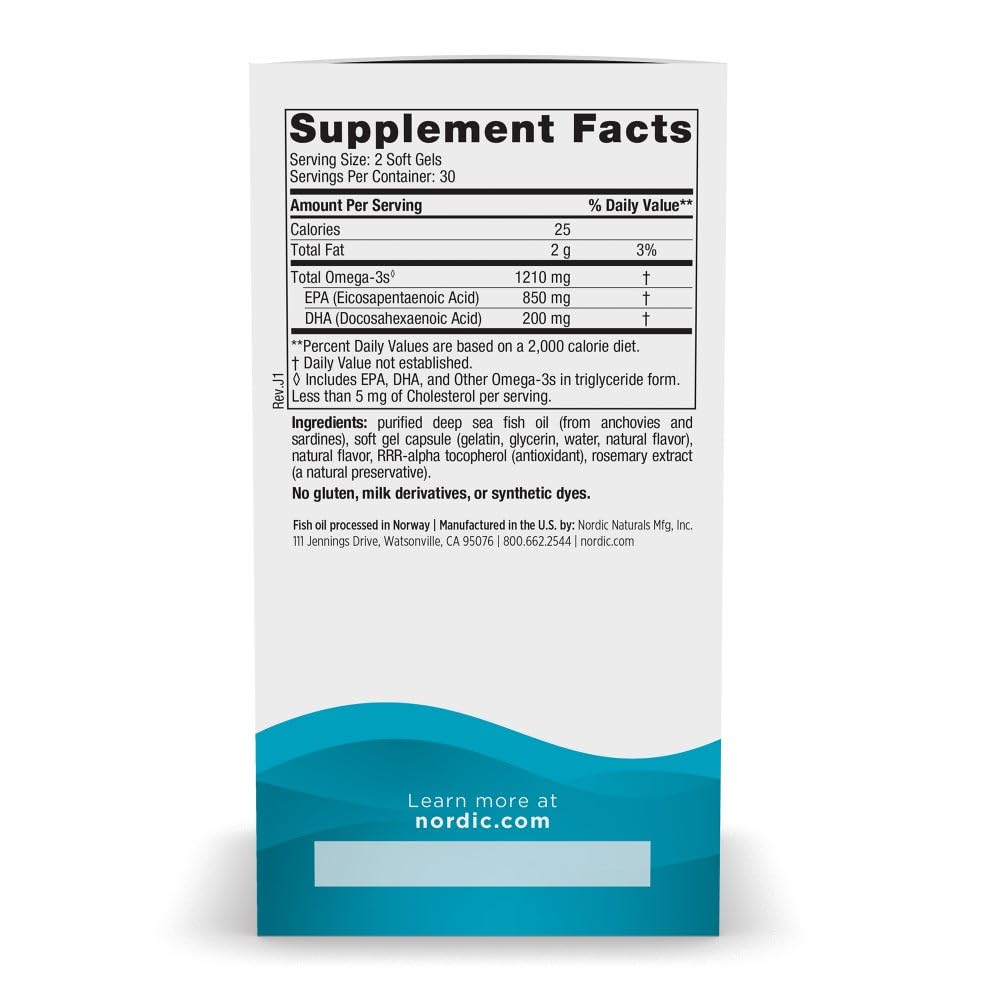 Nordic Naturals EPA, Lemon - 60 Soft Gels - 1210 mg Omega-3 - High-Intensity EPA Formula for Positive Mood, Heart Health & Healthy Immunity - 30 Servings Nordic NaturalsAu supplements