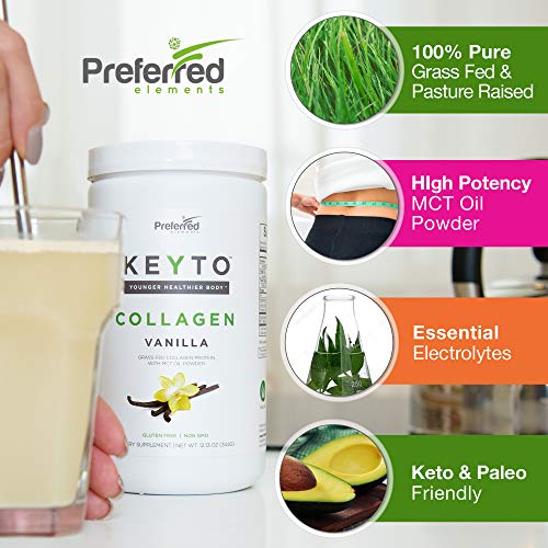 Keto Collagen Protein Powder with MCT Oil – Keto and Paleo Friendly Grass Fed Preferred ElementsUS supplements