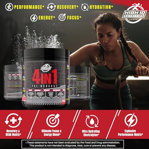 High IQ Nutrition 4 in 1 Lychee Flavored Pre Workout Powder 200mg Caffeine | Energy, Focus High IQ NutritionAu supplements