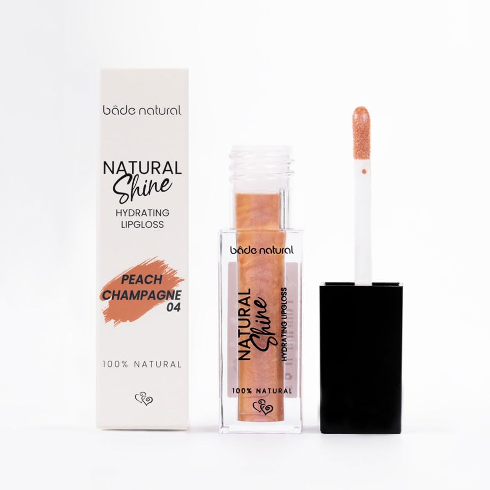 Bade Natural Moisturizing Lip Gloss Peach Champagne 04 – Soft Shine Finish, Smooth Non-Sticky Formula Bade NaturalAu supplements