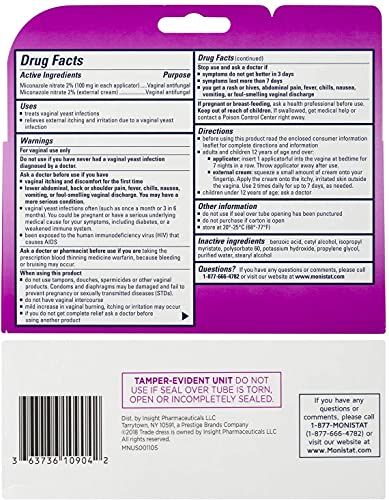 MONISTAT 7-Dose Treatment For Women, 7 Disposable Applicators & External Itch Cream, (Pack of 1) MonistatAu supplements