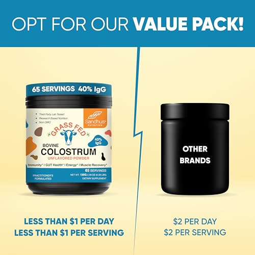 Sandhu's Pure Bovine Colostrum Powder Supplement for Humans |𝟰𝟬% 𝗜𝗴𝗚 Highly Sandhu'sUS supplements