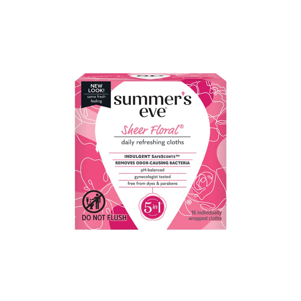 Summer's Eve Sheer Floral Daily Refreshing Feminine Wipes, Removes Odor, pH balanced, 16 count, (Pack of 8) Summer's EveAu supplements