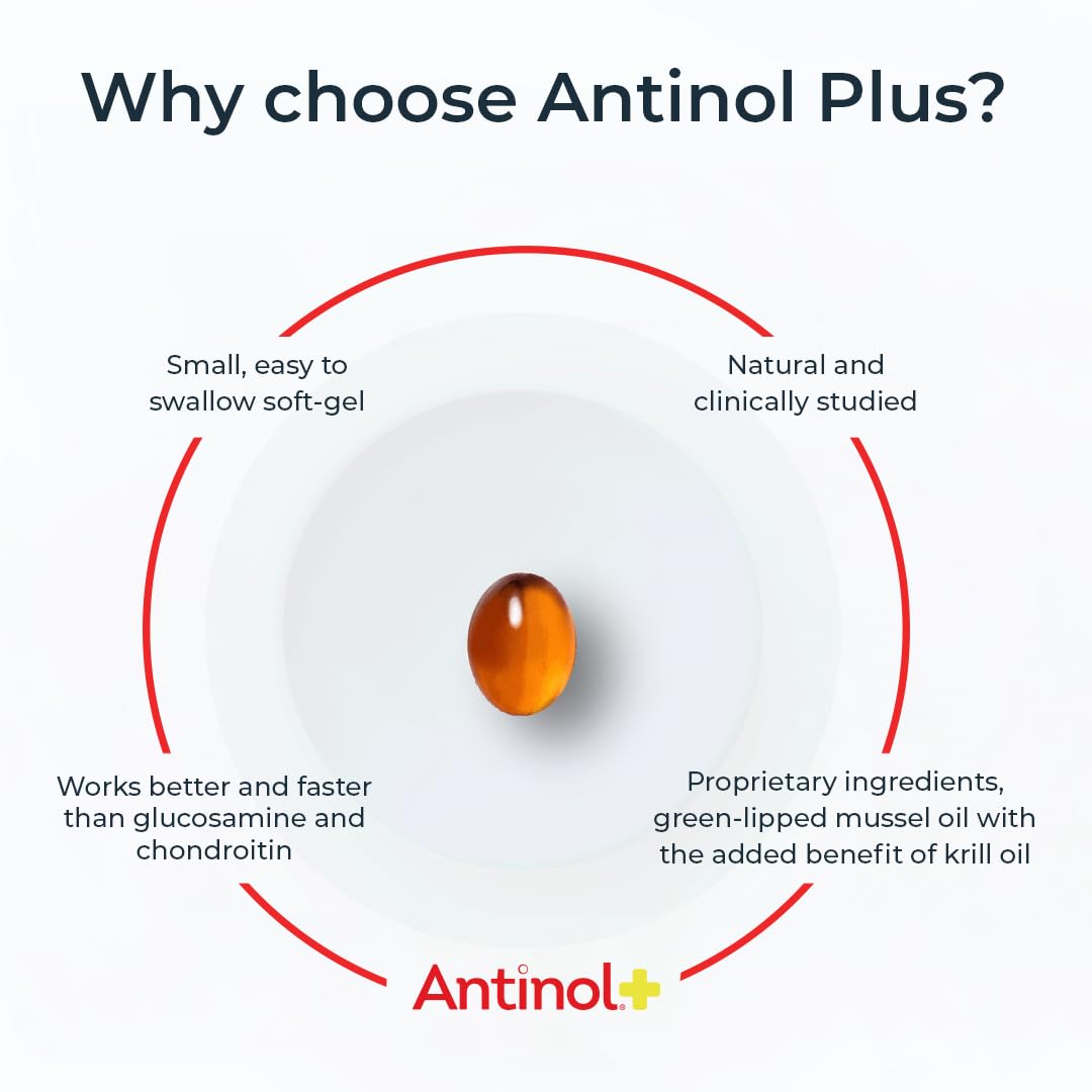 Antinol Plus, Mobility, Hip, and Joint Supplement for Dogs, Green-Lipped Mussels and Krill Oil - Dog Joint Supplement, Better and Faster Than Glucosamine and Chondroitin, 120 Soft Gels AntinolAu supplements