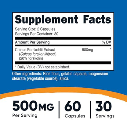 Nutricost Coleus Forskohlii 500mg, 60 Capsules - Maximum Strength Formula NutricostUS supplements