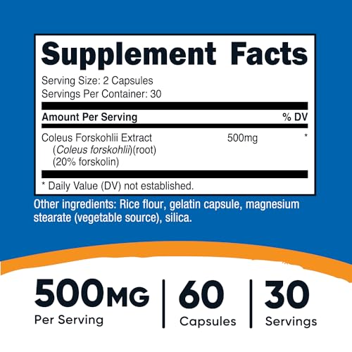 Nutricost Coleus Forskohlii 500mg, 60 Capsules - Maximum Strength Formula NutricostAu supplements