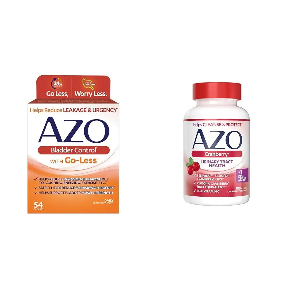 AZO Bladder Control with Go-Less Daily Supplement | Helps Reduce Occasional Urgency & Leakage | 54 Count Cranberry Urinary Tract Health | 100 Softgels AZOAu supplements