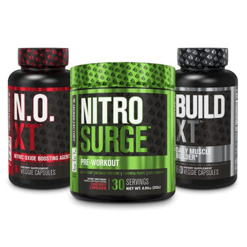 Jacked Factory Nitrosurge Pre Workout, N.O. XT Nitric Oxide Supplement & Build-XT Daily Jacked FactoryAu supplements
