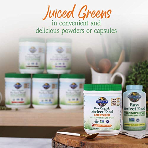 Garden of Life Raw Organic Perfect Food Energizer Juiced Green Superfood Powder - Yerba Mate Pomegranate, 30 Servings, Green Superfood Powder & Probiotics, Gluten Free Whole Food Greens Supplements Garden of LifeAu supplements