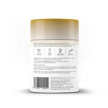 Pura Collagen Powdered Supplement Glow+, 10,000mg Hydrolysed Peptides, Hyaluronic Acid, Vitamins & Minerals, 28 Servings, 284 g Pura CollagenUS supplements