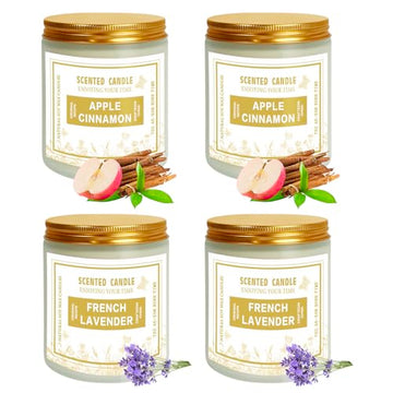 4 Pack Candles for Home Scented, Lavender & Cinnamon Candles Gifts for Women, 28 oz 200H Long zsalttAu supplements