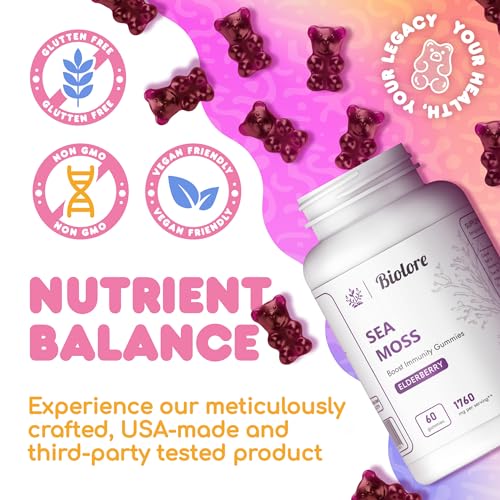 Biolore Sea Moss Gummies with Elderberry, Contains Irish Sea Moss, Organic Extract BioloreAu supplements