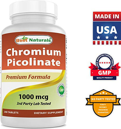 Best Naturals Chromium Picolinate 1000mcg 240 Tablets Best NaturalsUS supplements