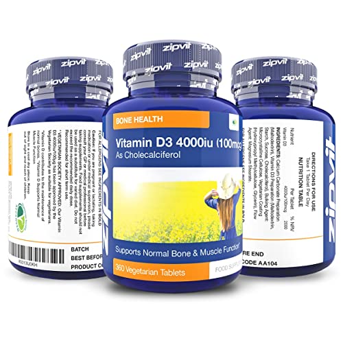 Vitamin D 4000iu 360 Micro Tablets. Vegetarian Society Approved. 12 Months Supply ZipvitUS supplements