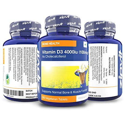 Vitamin D 4000iu 360 Micro Tablets. Vegetarian Society Approved. 12 Months Supply ZipvitUS supplements