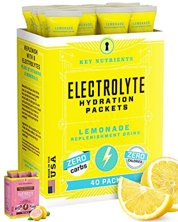 KEY NUTRIENTS Multivitamin Electrolytes Powder Packets - Refreshing Lemonade 40 Pack Hydration Packets - Travel Hydration Powder - No Sugar, No Calories, Gluten Free - Made in USA KEY NUTRIENTSAu supplements