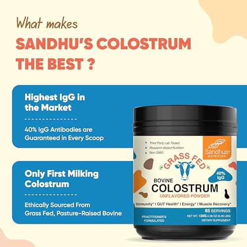 Sandhu's Pure Bovine Colostrum Powder Supplement for Humans |40% IgG Highly Sandhu'sUS supplements