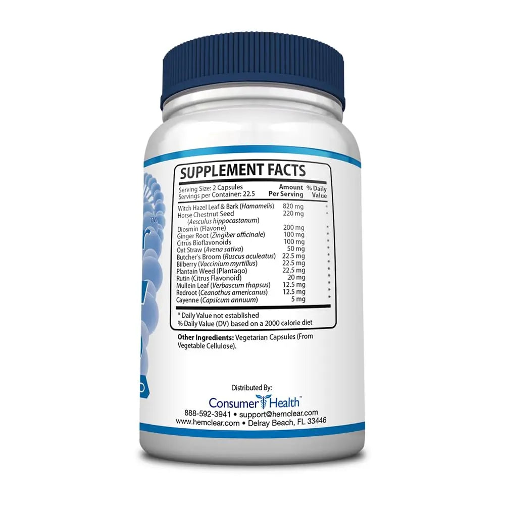 HemClear for Hemorrhoids - Vegan Formula for Hemorrhoid Relief & Vascular Health - Maximum Strength 2 Bottle 90 Capsules HemclearAu supplements