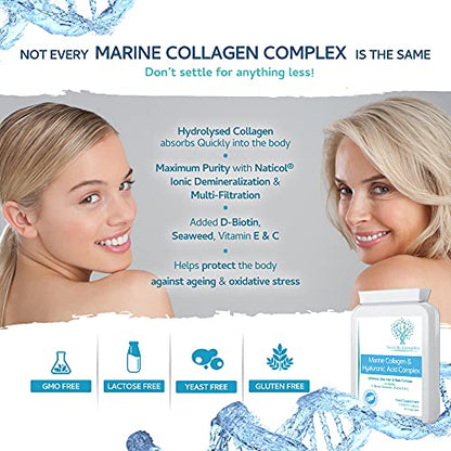 Marine Collagen & Hyaluronic Acid Complex - 60 Capsules - 500mg of Highly Bioavailable Naticol® Hydrolysed Collagen swiss bioenergeticsUS supplements