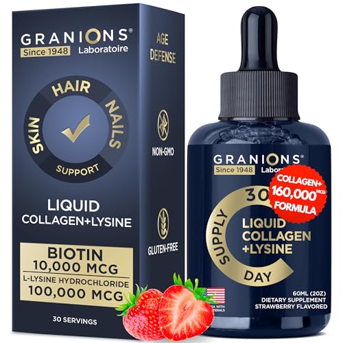 Liquid Collagen Peptides with Biotin and Lysine - Max Hair Skin and Nails Liquid Collagen GranionsUS supplements