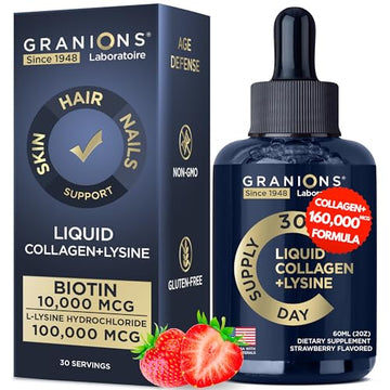 Liquid Collagen Peptides with Biotin and Lysine - Max Hair Skin and Nails Liquid Collagen GranionsUS supplements