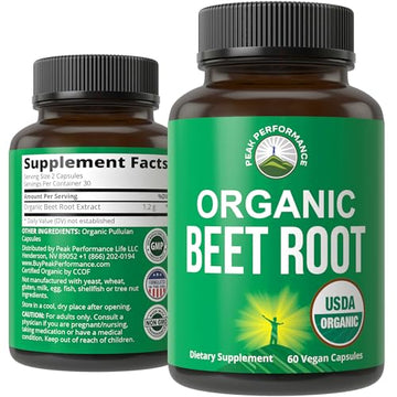 USDA Organic Beet Root Vegan Capsules. Beets Juice Powder Super Food Pills 1200 mg Peak PerformanceAu supplements