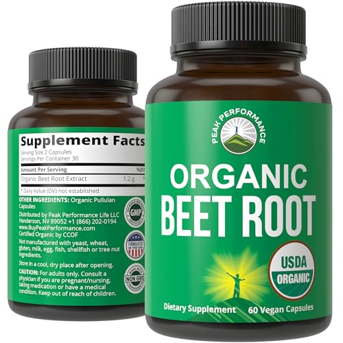 USDA Organic Beet Root Vegan Capsules. Beets Juice Powder Super Food Pills 1200 mg Peak PerformanceAu supplements