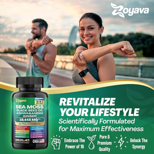 Sea Moss 7000mg Black Seed Oil 4000mg Ashwagandha 2000mg Turmeric 2000mg ZoyavaUS supplements