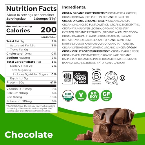 Orgain Organic Sport Vegan Protein Powder, Chocolate - 30g Plant Based Protein OrgainUS supplements