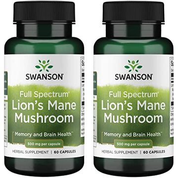 Swanson Lion's Mane Mushroom Capsules - 500 mg Each, 60 Capsules SwansonAu supplements
