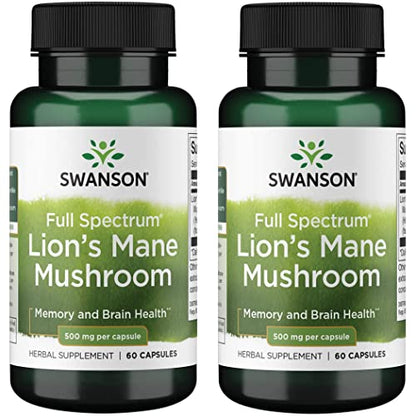 Swanson Lion's Mane Mushroom Capsules - 500 mg Each, 60 Capsules SwansonUS supplements