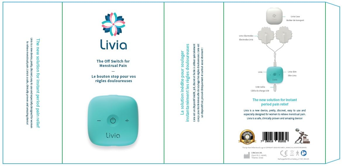 Livia Menstrual Pain Relief Device, Blue-Green - The Off Switch for Period Pain - Portable Unit LiviaAu supplements
